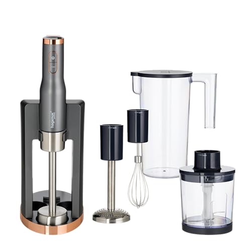 HAGENUK Stabmixer-Set | 800 Watt | Titan-Klinge | 7-teilig | Kartoffelstampfer | edelstahl Schneebesen | Chopper | Meßbecher von Hagenuk
