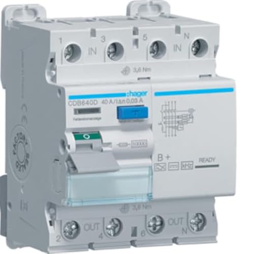 FI-Schutzschalter 4P 40A 30mA B von Hager