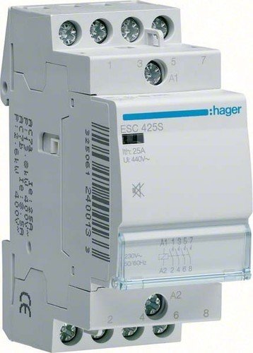 Contactor silencioso, 25A, 3NA+1NC, 230V von Hager