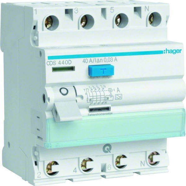 Hager Fehlerstromschutzschalter 40/0,03A 4-polig CDS440D QuickConnect von Hager