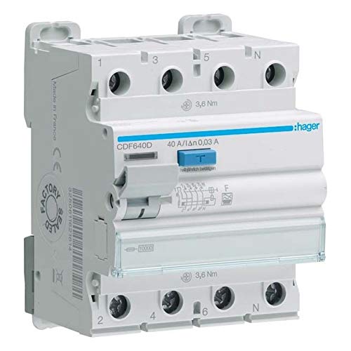 Hager Fehlerstromschutzschalter CDF640D 4p 10kA 40A 30mA F Fehlerstrom-Schutzschalter 3250611621614 Hager Fehlerstromschutzschalter CDF640D 4p 10kA 40A 30mA F Fehlerstrom-Schutzschalter 3250611621614 von Hager