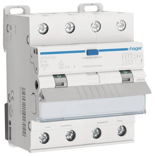 Hager Fi Schutzschalter Leitungsschutzschalter Sicherungsautomat 4polig 16 A 0.3 A B-Ware von Hager