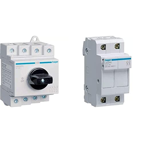 Hager Int. tetrapolar Serie SB, 32A, 1000V, White & Portafusibles PV,10x38mm,2P,1000V,DC,32A von Hager