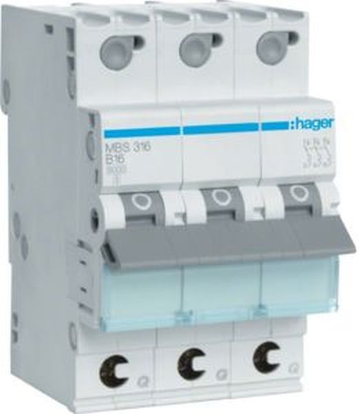 Hager Leitungsschutzschalter B 16A 3-polig MBS316 QuickConnect von Hager