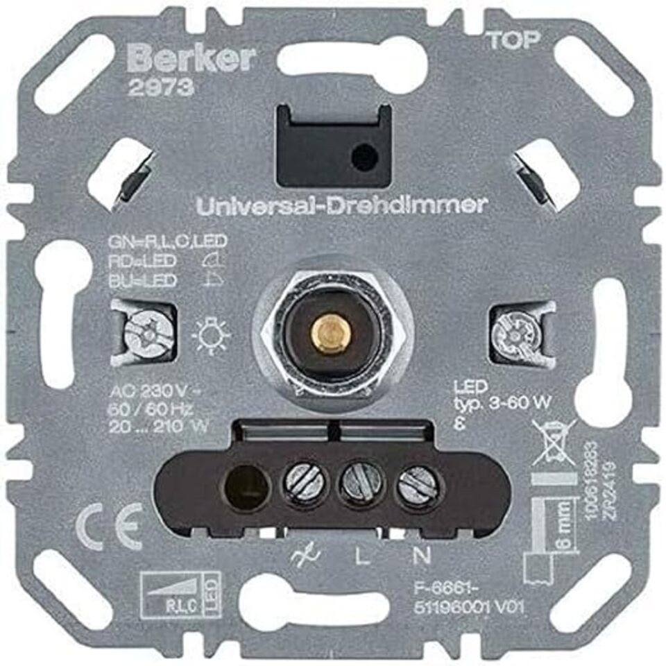 Hager Schalter Berker 2973 Uni-Drehdimmer (R L C LED) Lichtst. von Hager