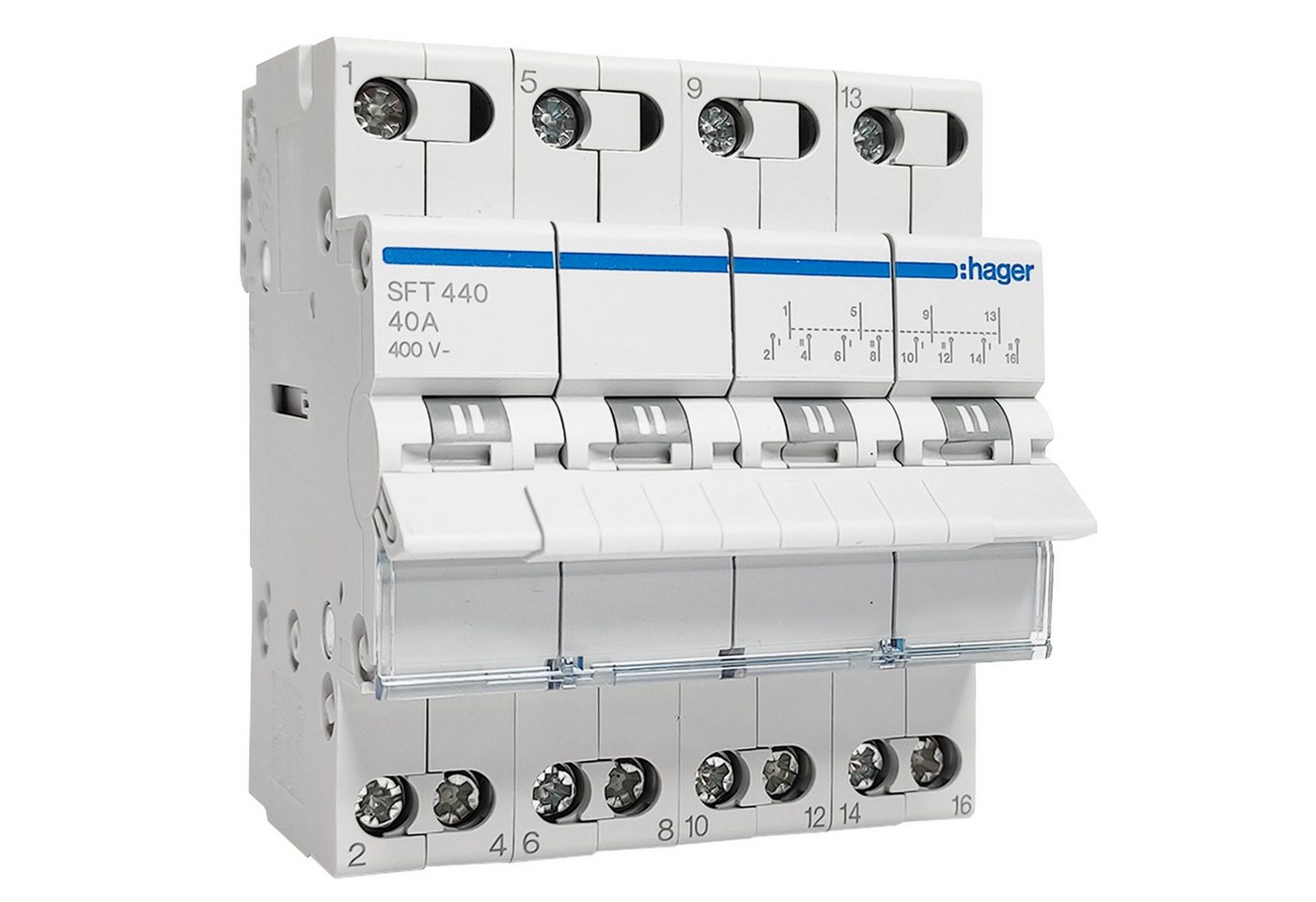 Hager Schalter Hager SFT440 Wahlschalter 4-polig 40A Modularer Gruppenschalter (1-St) von Hager