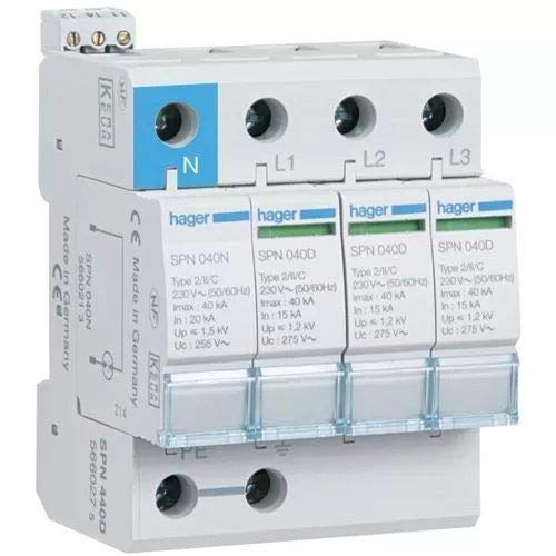 Hager spn440d Limiter Überspannungsschutz 3-polig + neutral – 40 kA 440 V 60 Hz von Hager