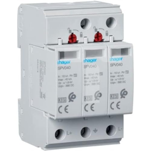 Überspannungsableiter C Typ 2 PV 3P In 15kA Imax 40kA 3,7kV 1000V DC SPV340 von Hager