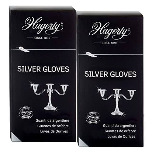 Hagerty 2 Paar Silberhandschuhe aus Baumwolle, imprägniert, zur Reinigung von Silberwaren und versilberten Metallen, 2 Paar von Hagerty