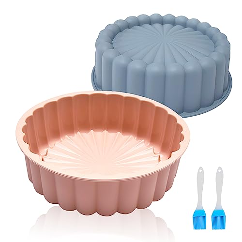 Haggt® 2 Pcs Kuchenform Silikon Rund, Silikon Backform Rund, Silikonform Rund, Silikon Backform 20 cm, BPA Frei von Haggt