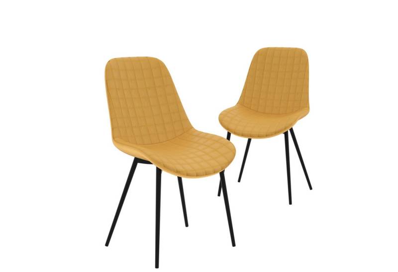 HAGO Esszimmerstuhl HAGO24 2er Set Esszimmerstühle Senf - Samt Komfortpolster Gelb ergonom von Hago
