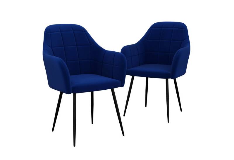 HAGO Esszimmerstuhl HAGO24 Esszimmerstühle Blau Sessel 2er Set Polsterstuhl Retro-Design von Hago