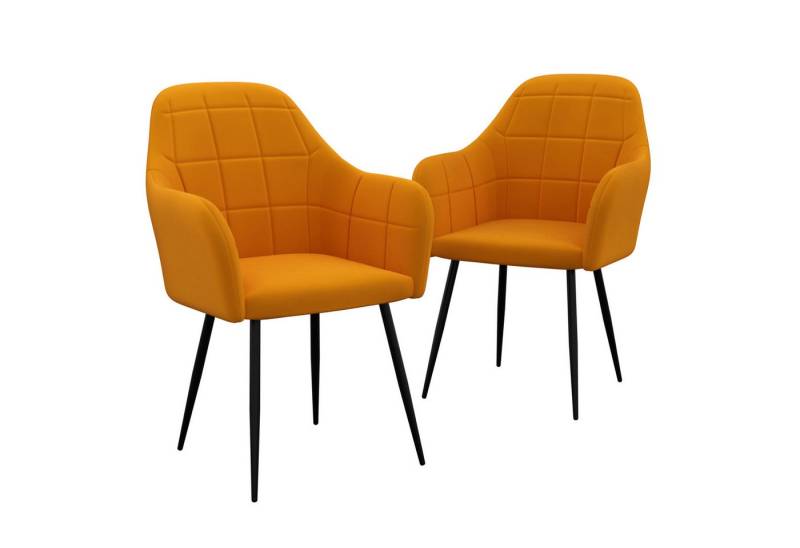 HAGO Esszimmerstuhl HAGO24 Esszimmerstühle Senf Sessel 2er Set Gelb Polsterstuhl Retro-Des von Hago