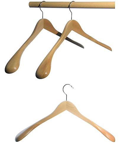 Hagspiel" Kleiderbügel aus Holz, Schulterbügel aus Buchenholz, Natur lackiert, Qualitätskleiderbügel Made in EU (5 STK. 50 cm) von Hagspiel