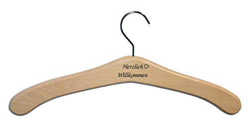 Hagspiel" Kleiderbügel aus Holz 5 St. Garderobenbügel aus Buchenholz, Made in Austria (EU) (Natur lackiert mit Aufdruck) von Hagspiel