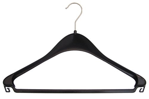Hagspiel Kleiderbügel aus Kunststoff, 100 St. Kunststoffbügel schwarz, 44 cm, mit Steg und Rockhaken, vernickelter Haken, Made in EU von Hagspiel