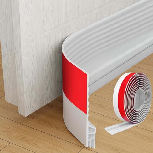 Türdichtung Zugluftstopper für Türen, Türdichtung selbstklebend, 400cm Luftzugstopper für Türen, Türdichtung unten, Tür Zugluftstopper ideal auch als Schallschutz, Kälteschutz, Weiß von HahaGo