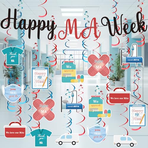 Hahafelt 2 Stück Happy MA Week Banner Arzt Medizinischer Assistent Party Dekoration We Appreciate All You Do Appreciation Week Hängende Wirbel für Ärzte Krankenschwestern Krankenhaus Thema Dekoration Hahafelt 2 Stück Happy MA Week Banner Arzt Medizinischer Assistent Party Dekoration We Appreciate All You Do Appreciation Week Hängende Wirbel für Ärzte Krankenschwestern Krankenhaus Thema Dekoration von Hahafelt