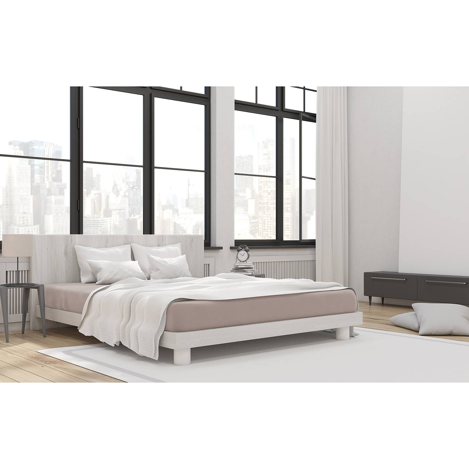 home24 Mako-Feinjersey-Spannbetttuch Rioux 190 x 200cm Braun/Beige von home24