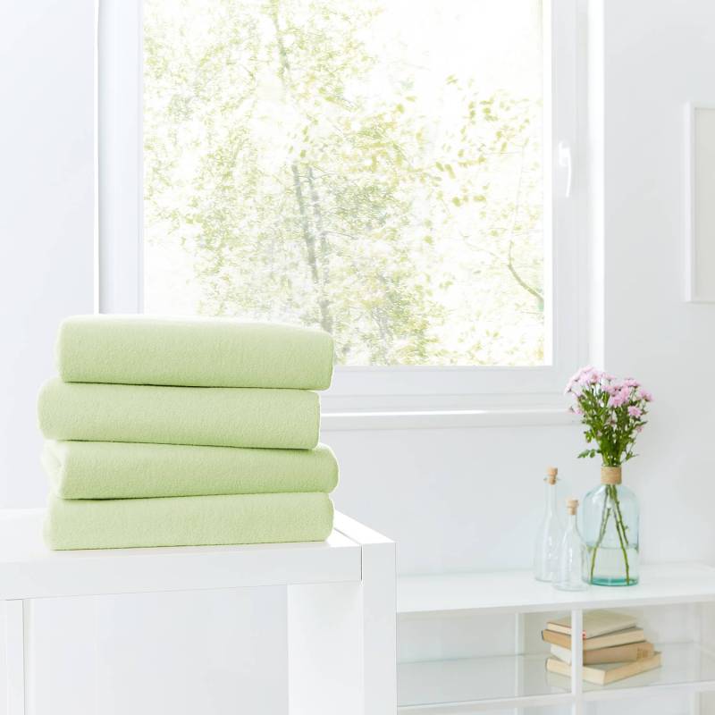 home24 Teddy-Flausch-Spannbetttuch Sotta 90 x 200cm Grün/Pastellgrün von home24