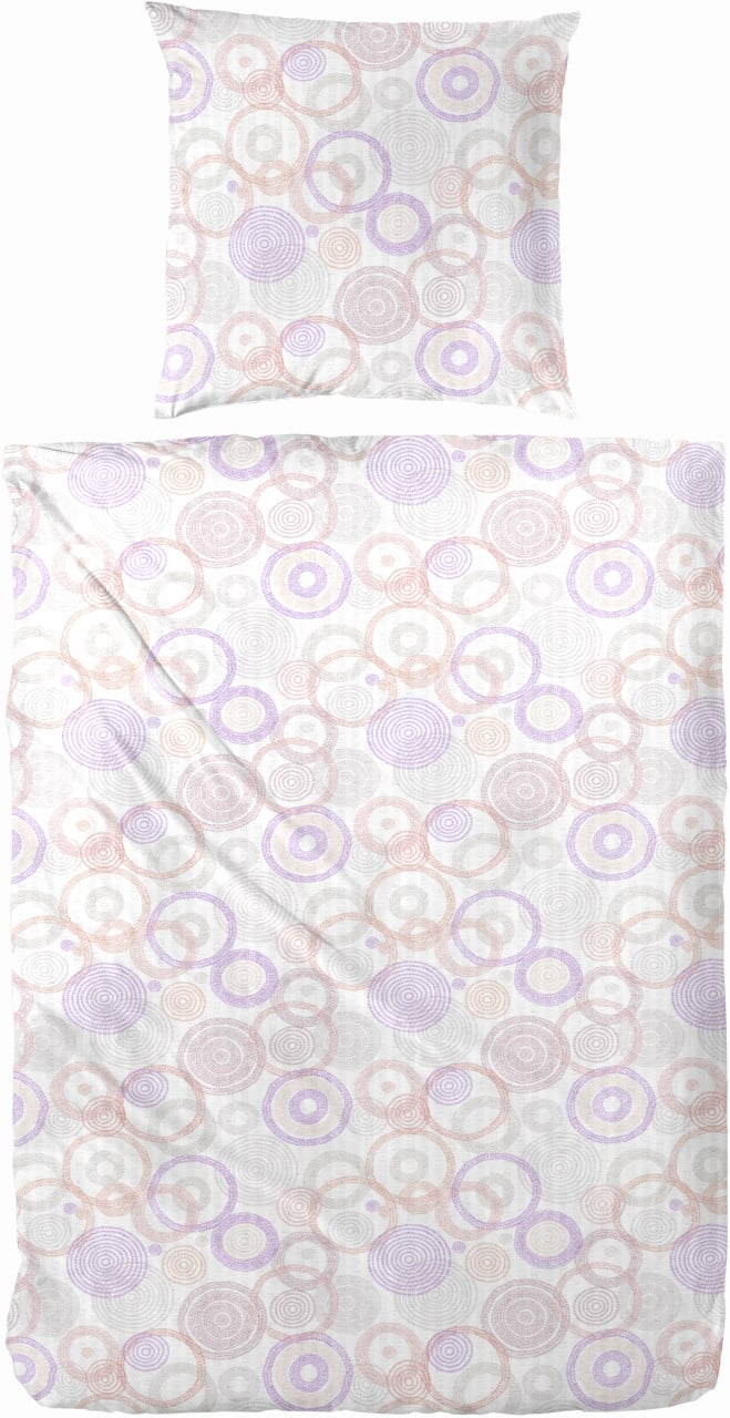 Baumwoll Seersucker Bettwäsche Kreise 135 x 220 cm rosa von Hahn Haustextilien