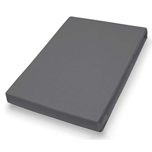 Elastan Feinjersey Spannbetttuch Größe: 100 cm x 200 cm, Farbe: Anthrazit von Hahn Haustextilien