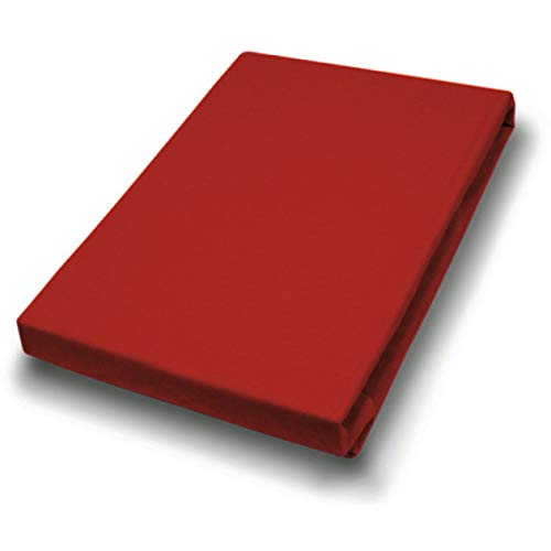 Hahn Haustextilien Jersey-Spannlaken Basic Größe 90-100x200 cm Farbe rot von Hahn Haustextilien