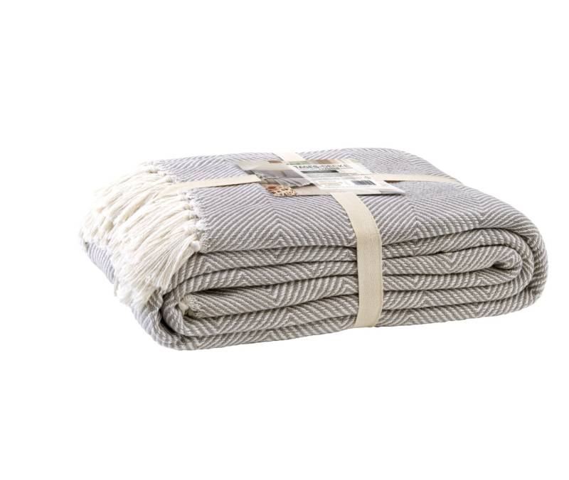 Hahn Plaid Wohndecke Tagesdecke mit Fransen 220x250 sand beige 515001-70 von H. G. Hahn GmbH