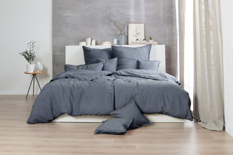 Hahn Renforce Bettwäsche 155x220 stonewashed grau anthrazit 123061-888 von H. G. Hahn GmbH