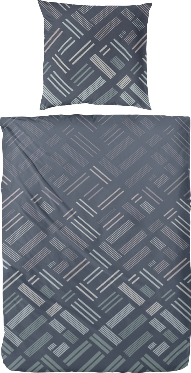 Mako Satin Bettwäsche 135 x 220 cm blau von Hahn Haustextilien