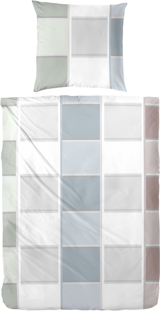 Mako Satin Bettwäsche Karo 135 x 200 cm bunt von Hahn Haustextilien
