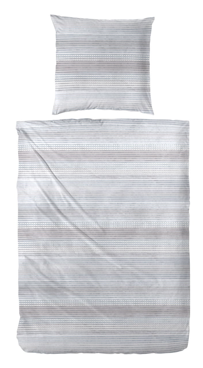 Mikrofaser Bettwäsche gestreift 135 x 200 cm grau/braun von Hahn Haustextilien