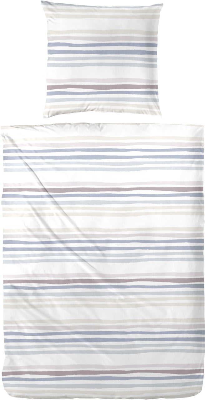 Perkal Bettwäsche gestreift 135 x 220 cm rosa/blau von Hahn Haustextilien