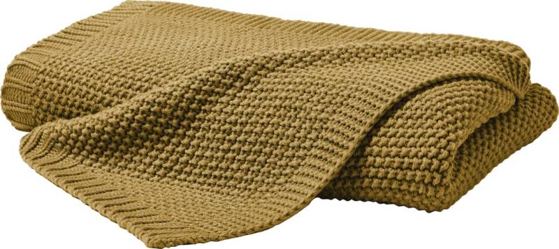 Strickdecke 130 x 170 cm senf von Hahn Haustextilien