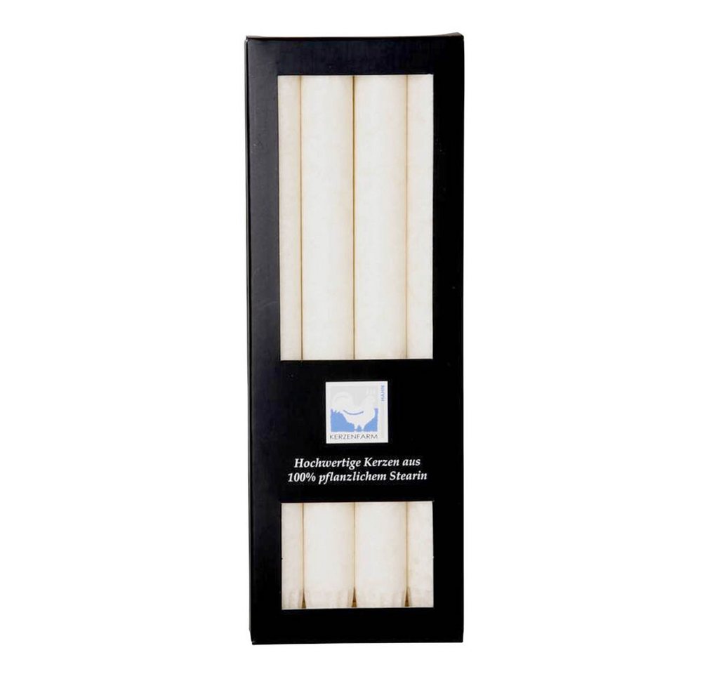 Hahn Kerzenfarm Formkerze Stearin Stabkerze Set - weiß 4Stk. von Hahn Kerzenfarm