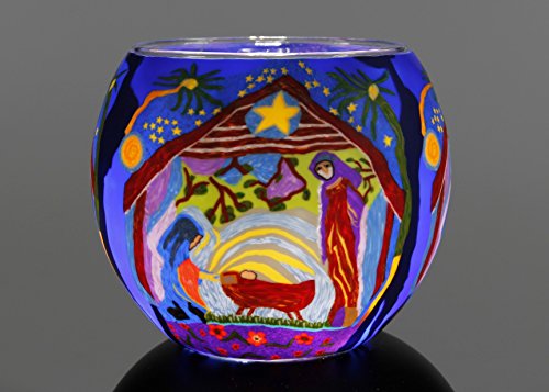 Teelichthalter Leuchtglas Rund Kerzenhalter Glas Teelicht Votivglas (Nativity 21828) von Hahn Kerzenfarm