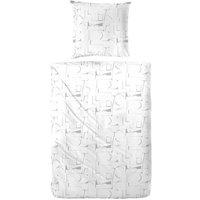 Hahn - Seersucker Bettwäsche Muster Weiß 135x200 cm + 80x80 cm - Weiss von Hahn