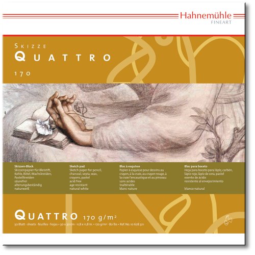 Hahnemühle Quattro Skizzenpapier, quadratischer Zeichenblock, 170 g/m², naturweiß, 25,4 x 25,4cm von Hahnemühle