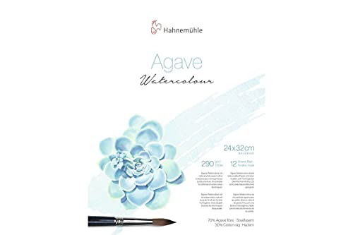 Hahnemühle Agave Watercolour, nachhaltiges Aquarellpapier aus Sisalfasern, 290 g/m², matte Oberfläche, naturweiß, 24 x 32cm von Hahnemühle