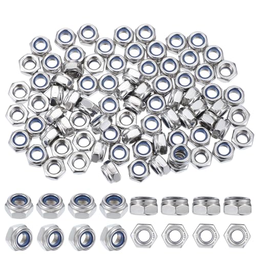 80 Stück Sechskantmuttern M6 Edelstahl (A2/V2A) Sicherungsmuttern Set DIN985 Selbstsichernde Muttern Stoppmuttern für Schrauben von HaiFafafaing