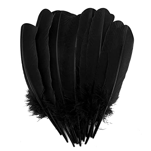 HaiMay 25 Stück schwarze Federn zum Basteln, Hochzeit, Zuhause, Party-Dekorationen, 20,3 - 30,5 cm, Truthahnfedern, große schwarze Bastelfedern von HaiMay