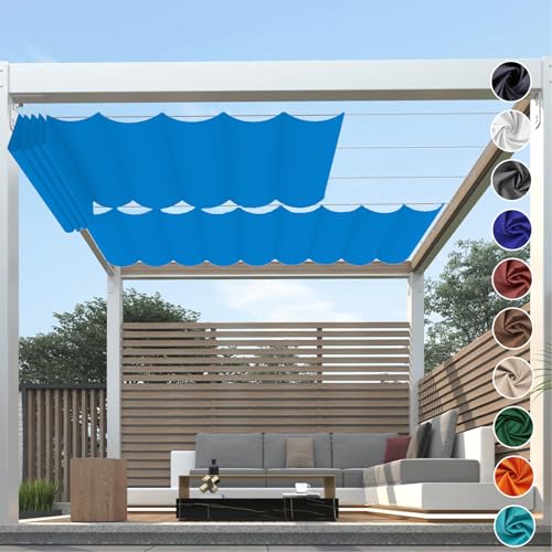 Einziehbare Wellen Sonnensegel Wasserdicht Rechteckig mit Ösen,Markisenstoff UV Schutz 95%,Sonnenschutz Markise Reißfest Wetterfest mit Seil,für Balkon Terrasse Garten, Blau 0.9x8m Einziehbare Wellen Sonnensegel Wasserdicht Rechteckig mit Ösen,Markisenstoff UV Schutz 95%,Sonnenschutz Markise Reißfest Wetterfest mit Seil,für Balkon Terrasse Garten, Blau 0.9x8m von HaiTaoSy
