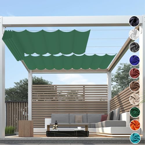 Einziehbare Wellen Sonnensegel Wasserdicht Rechteckig mit Ösen,Markisenstoff UV Schutz 95%,Sonnenschutz Markise Reißfest Wetterfest mit Seil,für Balkon Terrasse Garten, Dunkelgrün 1.6x8m Einziehbare Wellen Sonnensegel Wasserdicht Rechteckig mit Ösen,Markisenstoff UV Schutz 95%,Sonnenschutz Markise Reißfest Wetterfest mit Seil,für Balkon Terrasse Garten, Dunkelgrün 1.6x8m von HaiTaoSy
