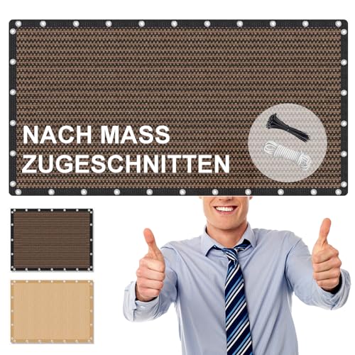 HaiTaoSy Sichtschutz Zaun HDPE 50x450cm, Balkon Sichtschutz Wetterfest, Balkonbespannung UV-Schutz, Zaunblende Blickdicht, für Balkongeländer Terrasse, Braun von HaiTaoSy