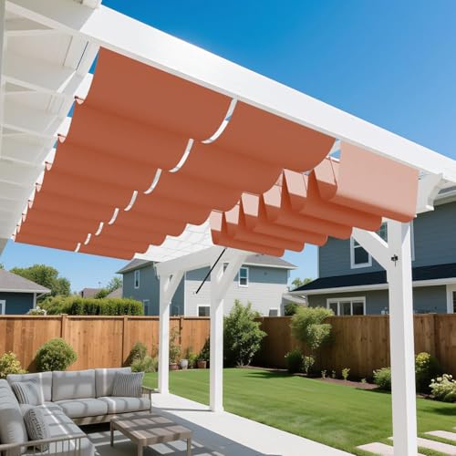 Upgrade Einziehbare Welle Sonnensegel mit Ösen 0,6x10 m - Wellenmarkise Nach Maß, Wasserdicht, 95% UV-Schutz, Wetterfest - Sonnenschutz für Terrasse, pergola, Garten - Rostrot von HaiTaoSy