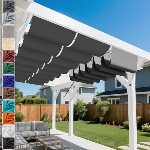 Upgrade Einziehbare Welle Sonnensegel mit Ösen 0,9x4 m - Wellenmarkise Nach Maß, Wasserdicht, 95% UV-Schutz, Wetterfest - Sonnenschutz für Terrasse, pergola, Garten - Anthrazit von HaiTaoSy