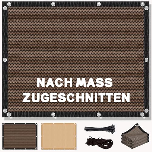 Markise Balkon Ohne Bohren 2.5x3.5M Premium HDPE Gewebe, Beschattungsnetz inkl Seil, 95% UV-Schutz Reißfest Wetterfest, für Pflanzenschutz Gewächshaus Scheune Zwinger, Braun von HaiTaoSy