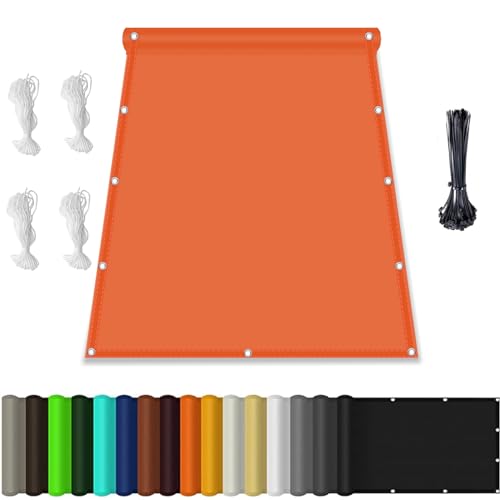 Sonnensegel Wasserdicht Rechteck, Premium Polyester, Viele Längen und Breiten Zur Auswahl mit Ösen und Seil, Sonnenschutz 95% UV Schutz Windschutz Reißfest Wetterfest, 1x1.2M Orange Farbe von HaiTaoSy