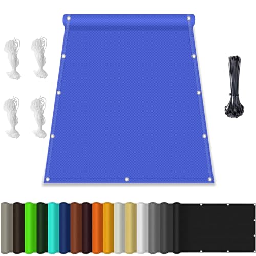 Sonnensegel Wasserdicht Rechteck, Premium Polyester, Viele Längen und Breiten Zur Auswahl mit Ösen und Seil, Sonnenschutz 95% UV Schutz Windschutz Reißfest Wetterfest, 1x1.2M, Blau von HaiTaoSy