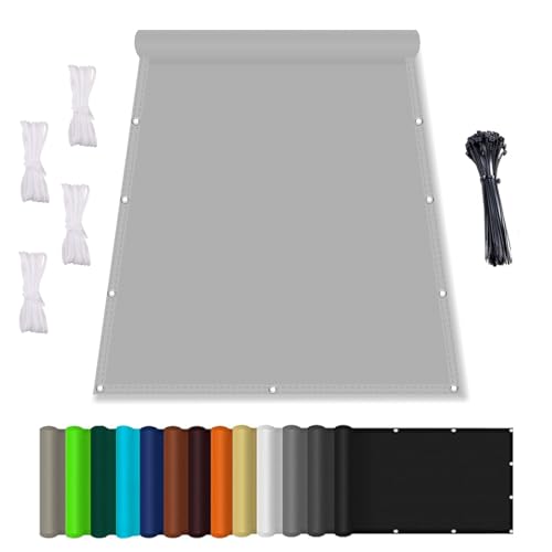 Sonnenschirm Segel, Balkonverkleidung mit Seil 2x3M, Sonnensegel Wasserdicht mit ösen, Wasserabweisend Imprägniert 95% Uv-Block, für Garten Terrasse Camping Hellgrau von HaiTaoSy